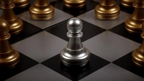 Close up chesses strategy concept of silver and gold chess on classic board. Stock Photos