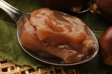 Close up on chestnut jam Stock Photos