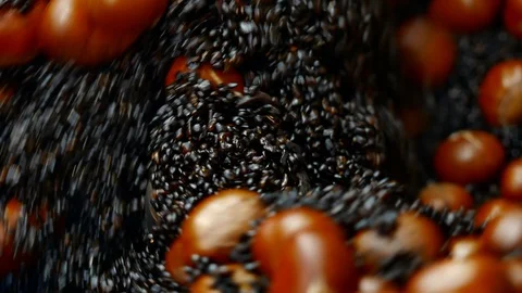 Close up: Chestnut roasting. Stock Footage 120025254