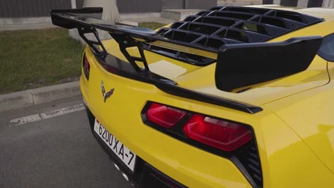 Close-up of Chevrolet Corvette С7 Spoiler Stock Footage 252938019