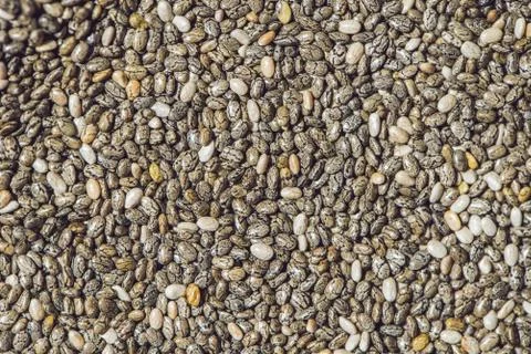 Close up chia seed as texture background Stockfoto's