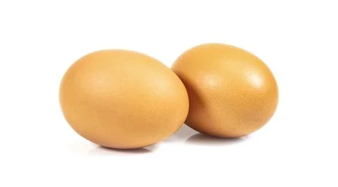 Close up chicken eggs isolated on white background Stock Photos