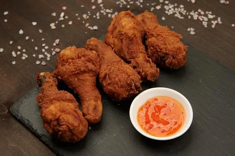 Close-up of chicken legs breaded fast food Stock Photos