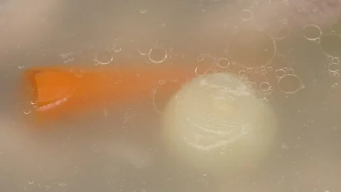 Close-up of chicken soup with vegetables Stock Footage 294430758