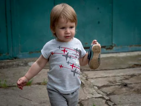 Close-up of a child with a bitten face Stock Photos