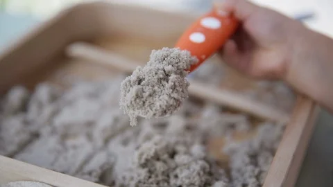 Close Up Child Hands Playing with Sand Stock Footage 91746869