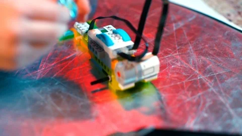 Close-up of a children designer. Video stock 123724539