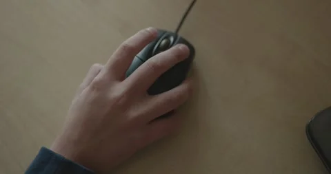 Close-up children's hand use computer mouse. 4K 10-bit Stock Footage 346614949