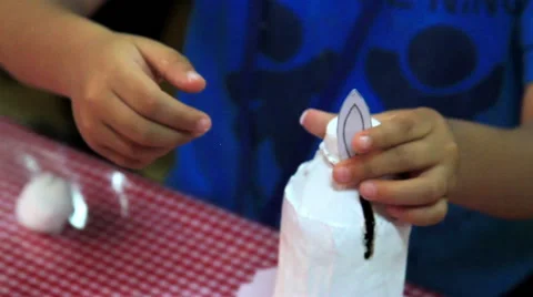 CLOSE UP. Child's hands doing activities in the kindergarten. Stock Footage 48436925