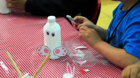CLOSE UP. Child's hands doing activities in the kindergarten. Stock Footage 48437669