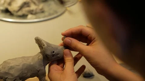 Close-up of child's hands sculping from modeling clay. Stock-Footage 272754637