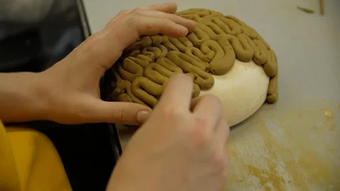Close-up of child's hands sculping from modeling clay. Stock Footage 272754727