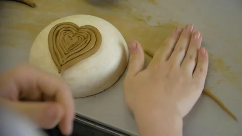 Close-up of child's hands sculping from modeling clay. Stock-Footage 272754770