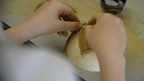 Close-up of child's hands sculping from modeling clay. Stock-Footage 272754817