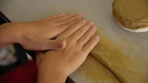 Close-up of child's hands sculping from modeling clay. Stock-Footage 272755062