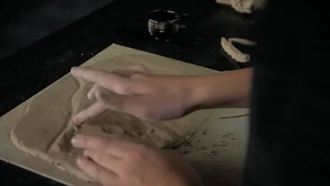 Close-up of child's hands sculping from modeling clay. Stock-Footage 272755902