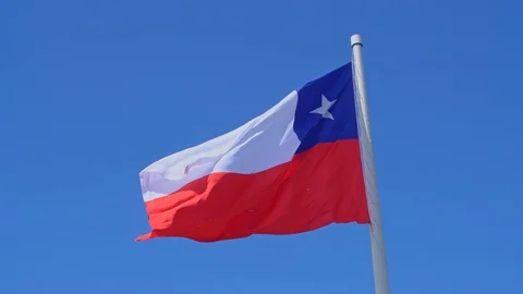 Close up of Chilean flag on pole Stock Footage 109508277