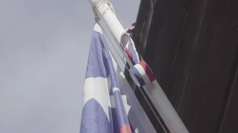 Close up of Chilean flag on pole Stock Footage 140619600