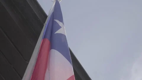 Close up of Chilean flag on pole Stock Footage 140619713
