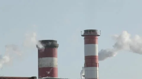 Close up of chimneys emitting gasses and vapors. Stock Footage 12721045