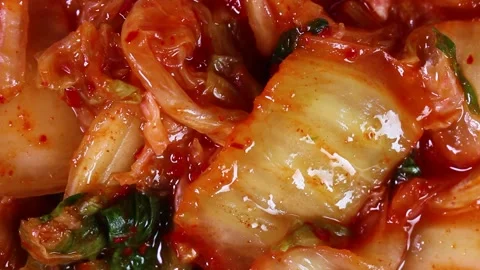 Close up of chinese cabbage kimchi, rotating Stock Footage 326175688
