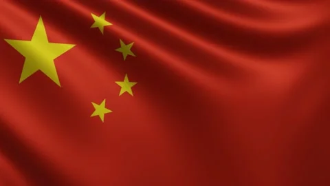 Close-up of the Chinese flag waving in the wind. Chinese national flag waving 3d Stock Footage 218989516