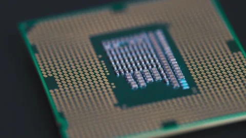 Close-up. Chip processor computer. Central processor unit pins. Stock Footage 164435857