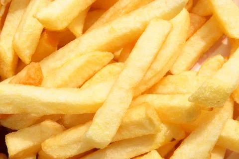 A close up of chips from a uk cafe. Stock Photos