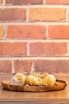 Close up of Chives Dumpling or Gui Chai in Thai with sauce Stock Photos