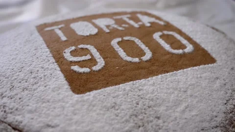 Close up chocolate cake 900. Typical Ivrea cake. Italian culinary tradition. Video stock 164447632