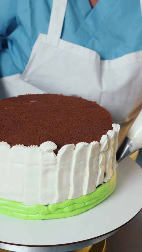 Close-Up of Chocolate Cake Layers with Cream Filling Detailed. Stock Footage 322549989