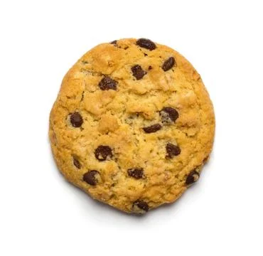 Close up of chocolate chip cookie isolated on white background Stock Photos