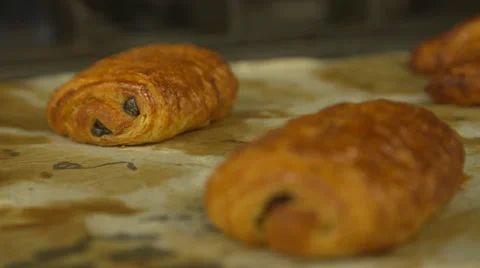 Close up of a chocolate croissant Stock Footage 68699888