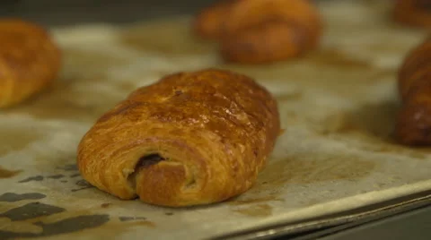 Close up of a chocolate croissant Stock Footage 68700883