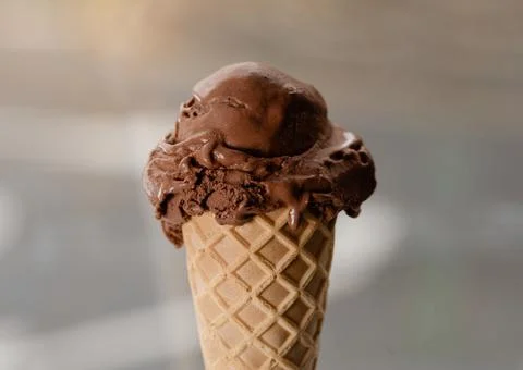 Close up of chocolate ice cream cone Stock Photos