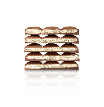 Close up of chocolate pieces stack isolated on white background Stock Photos