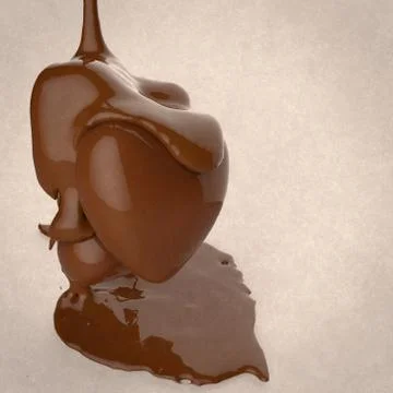 Close up chocolate syrup leaking over heart shape symbol イラスト素材
