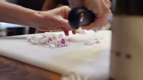 Close Up Chopping Onion Stock Footage 34683598