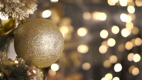 Close-up of a christmas ball on a tree Stock Footage 101112265