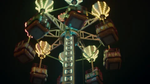 Close-up of a Christmas carousel in the city center on New Years night. 스톡 동영상 146777539