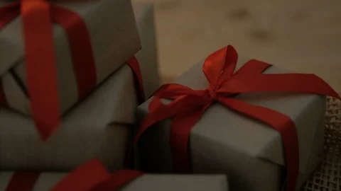 Close up of Christmas Presents Stock Footage 95223896