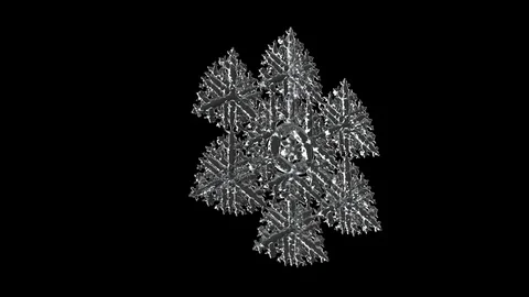 Close - up of Christmas snowflake on a black background render 3d Stock Footage 99549337