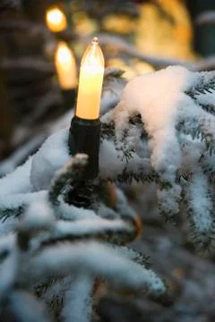 Close up of christmas string lights Stock Photos