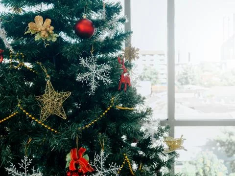 Close-up Christmas tree background. Stock Photos