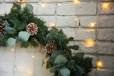 Close up of the Christmas tree branches 스톡 사진