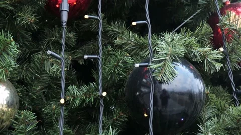 Close-up of Christmas tree decorations Stock Footage 145943916
