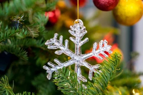 Close up of Christmas tree decorations Foto stock