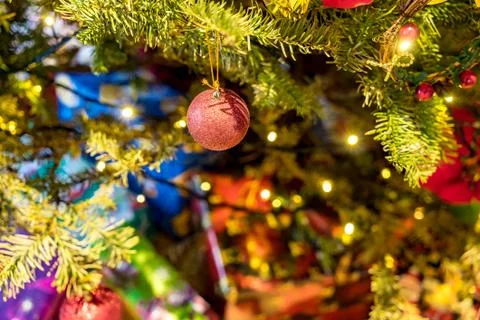 Close up of Christmas tree decorations Stock Photos