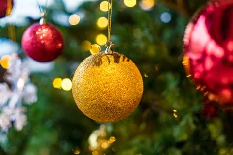Close up of Christmas tree decorations Foto stock