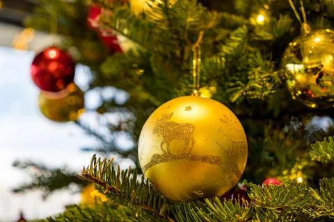 Close up of Christmas tree decorations Stock Photos